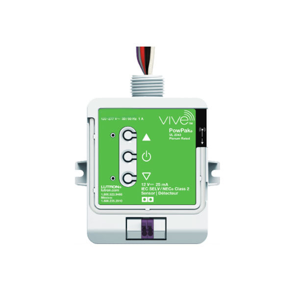 Lutron Vive PowPak 0-10V Dimming Module, 8A Switching, 60mA Sink, Threaded Knockout and Front Terminals, 120/277V, RMJS-8T-DV-B