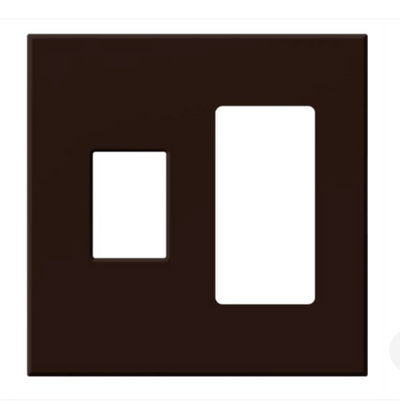 Lutron Architectural 2 Gang Wall Plate for 1 Nova T Dimmer/Switch (Left) and 1 Accessory (Right), Matte Finish, VWP-2CR-BE, BR, Brown