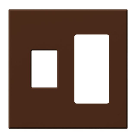 Lutron Architectural 2 Gang Wall Plate for 1 Nova T Dimmer/Switch (Left) and 1 Accessory (Right), Matte Finish, VWP-2CR-SI, Sienna