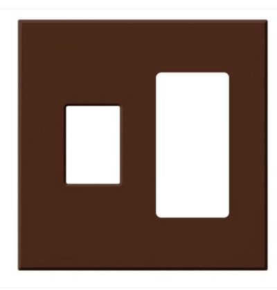 Lutron Architectural 2 Gang Wall Plate for 1 Nova T Dimmer/Switch (Left) and 1 Accessory (Right), Matte Finish, VWP-2CR-SI, Sienna