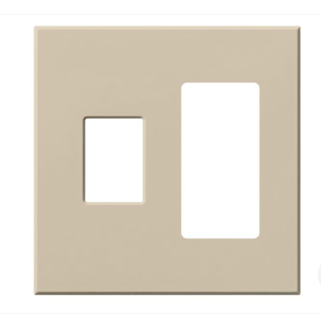 Lutron Architectural 2 Gang Wall Plate for 1 Nova T Dimmer/Switch (Left) and 1 Accessory (Right), Matte Finish, VWP-2CR-TP, Taupe
