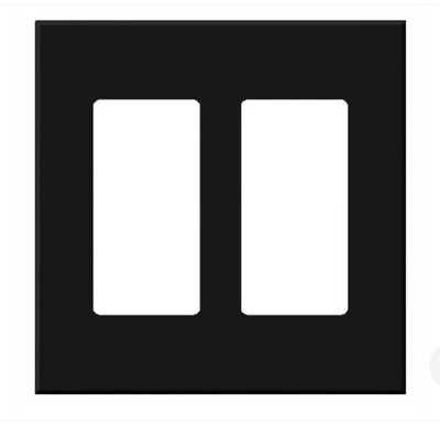 Lutron Architectural 2 Gang Wall Plate for 2 Accessories, Matte Finish, VWP-2R-BL, Black