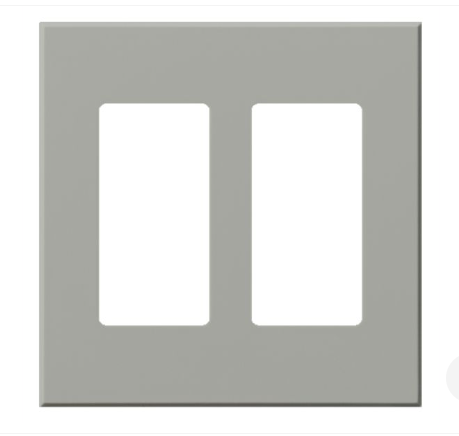 Lutron Architectural 2 Gang Wall Plate for 2 Accessories, Matte Finish, VWP-2R-GR, Gray