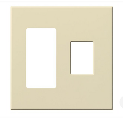 Lutron Architectural 2 Gang Wall Plate for 1 Accessory (Left) and 1 Nova T Dimmer/Switch (Right), Matte Finish, VWP-2RC-BE, Beige