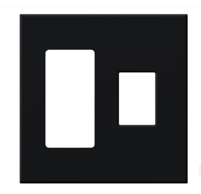 Lutron Architectural 2 Gang Wall Plate for 1 Accessory (Left) and 1 Nova T Dimmer/Switch (Right), Matte Finish, VWP-2RC-BL, Black