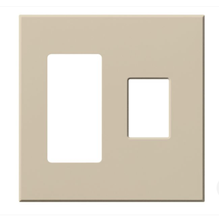 Lutron Architectural 2 Gang Wall Plate for 1 Accessory (Left) and 1 Nova T Dimmer/Switch (Right), Matte Finish, VWP-2RC-TP, Taupe