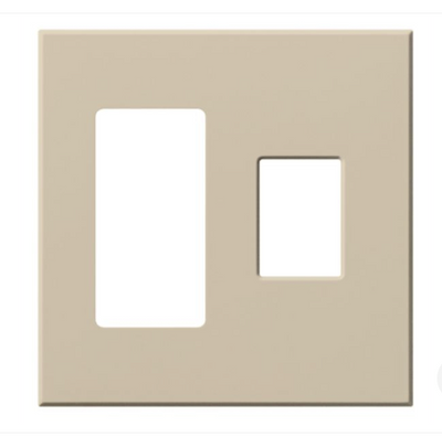 Lutron Architectural 2 Gang Wall Plate for 1 Accessory (Left) and 1 Nova T Dimmer/Switch (Right), Matte Finish, VWP-2RC-TP, Taupe
