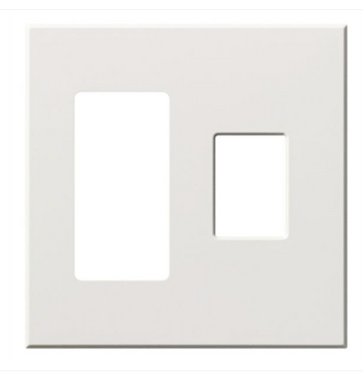 Lutron Architectural 2 Gang Wall Plate for 1 Accessory (Left) and 1 Nova T Dimmer/Switch (Right), Matte Finish, VWP-2RC-WH, White