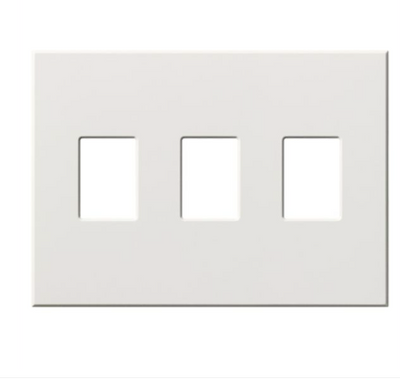 Lutron Architectural 3 Gang Wall Plate for Nova T Dimmers and Switches, Matte Finish, VWP-3-WH, White