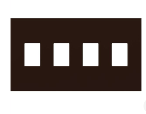 Lutron Architectural 4 Gang Wall Plate for Nova T Dimmers and Switches, Matte Finish, VWP-4-BE, BR, Brown