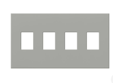 Lutron Architectural 4 Gang Wall Plate for Nova T Dimmers and Switches, Matte Finish, VWP-4-GR, Gray