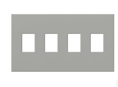 Lutron Architectural 4 Gang Wall Plate for Nova T Dimmers and Switches, Matte Finish, VWP-4-GR, Gray
