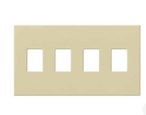 Lutron Architectural 4 Gang Wall Plate for Nova T Dimmers and Switches, Matte Finish, VWP-4-IV, Ivory