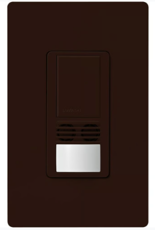 Lutron Maestro Dual-Tech Motion Sensor Switch, TAA Compliant, 6A, 120-277V, Single Pole, Ground/Neutral Required, WMS-A102-BR, Brown