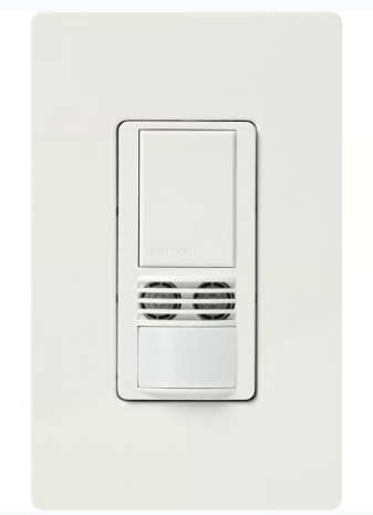 Lutron Maestro Dual-Tech Motion Sensor Switch, Vacancy Only, TAA Compliant, 6A, 120-277V, Single Pole, Ground/Neutral Req'd, WMS-A102-V-WH, White