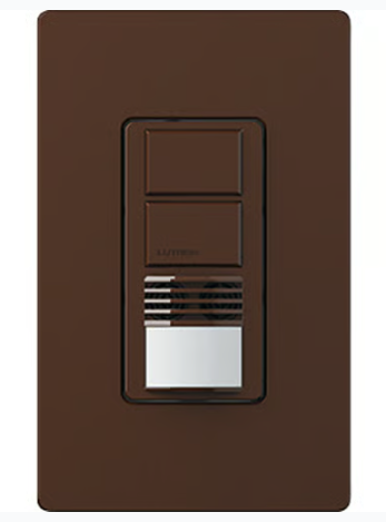 Lutron Maestro Dual Circuit Dual-Tech Motion Sensor Switch, TAA Compliant, 6A, 120-277V, Single Pole, Ground/Neutral Req'd, WMS-A202-BR, Brown