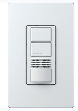 Lutron Maestro Dual Circuit Dual-Tech Motion Sensor Switch, TAA Compliant,6A,120-277V,Single Pole,Ground/Neutral Req'd,WMS-A202-WTBU,White, Bulk Pack
