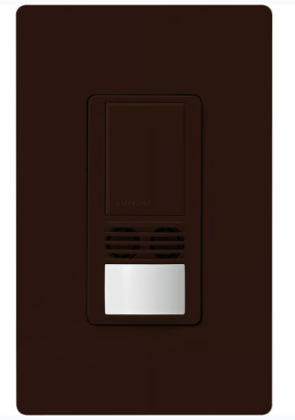 Lutron Maestro Dual-Tech Motion Sensor Switch, TAA Compliant, 6A, 120-277V, Single Pole/3-Way, Neutral Required, WMS-B102-BR, Brown