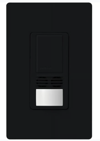 Lutron Maestro Dual-Tech Motion Sensor Switch, TAA Compliant, 6A, 120-277V, Single Pole/3-Way, Neutral Required, WMS-B102-BTBU, Black Bulk Pack