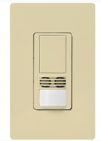 Lutron Maestro Dual-Tech Motion Sensor Switch, TAA Compliant, 6A, 120-277V, Single Pole/3-Way, Neutral Required, WMS-B102-IV, Ivory