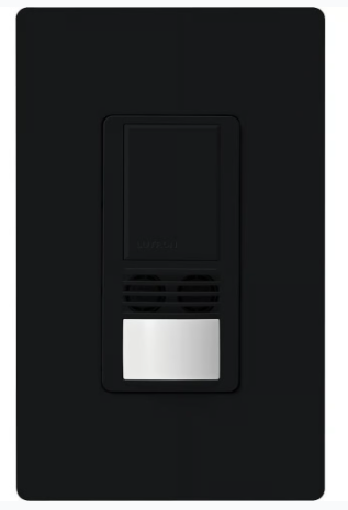 Lutron Maestro Dual-Tech Motion Sensor Switch, Vacancy Only, TAA Compliant, 6A, 120-277V, Single Pole/3-Way, Neutral Req'd, WMS-B102-V-BL, Black