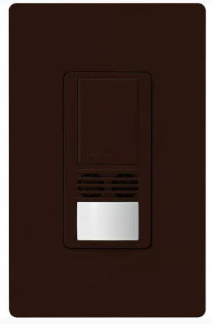 Lutron Maestro Dual-Tech Motion Sensor Switch, Vacancy Only, TAA Compliant, 6A, 120-277V, Single Pole/3-Way, Neutral Req'd, WMS-B102-V-BR, Brown