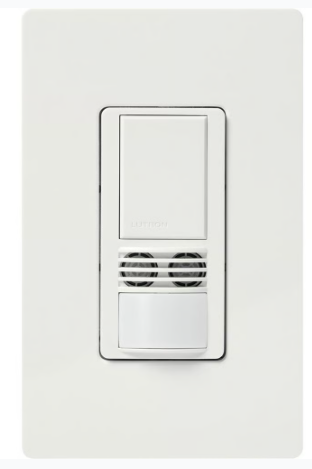 Lutron Maestro Dual-Tech Motion Sensor Switch, Vacancy Only, TAA Compliant, 6A, 120-277V, Single Pole/3-Way, Neutral Req'd, WMS-B102-V-WH, White