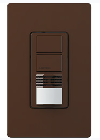 Lutron Maestro Dual Circuit Dual-Tech Motion Sensor Switch, TAA Compliant, 6A, 120-277V, Single Pole/3-Way, Neutral Required, WMS-B202-BR, Brown