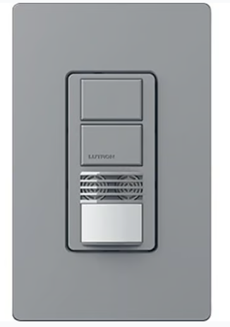 Lutron Maestro Dual Circuit Dual-Tech Motion Sensor Switch, TAA Compliant, 6A, 120-277V, Single Pole/3-Way, Neutral Required, WMS-B202-GR, Gray