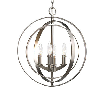Progress Lighting P3827-126 Equinox 4-Light Foyer Pendant, Burnished Silver