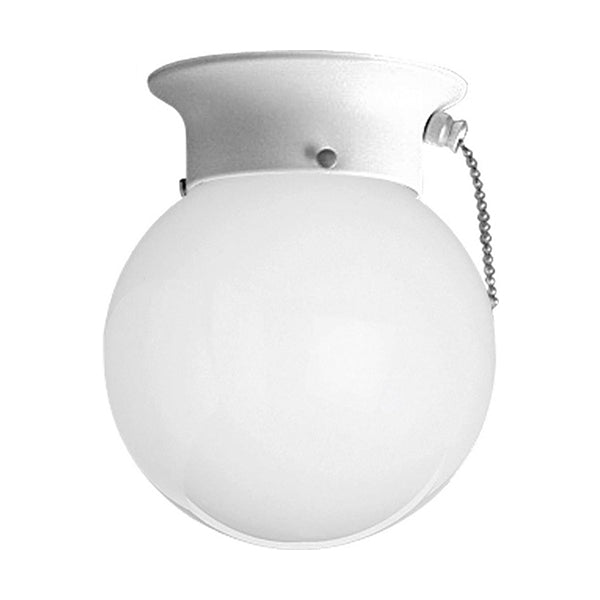 Progress Lighting P3605-30SW Glass Globe 1-Light Close-to-Ceiling Light, White