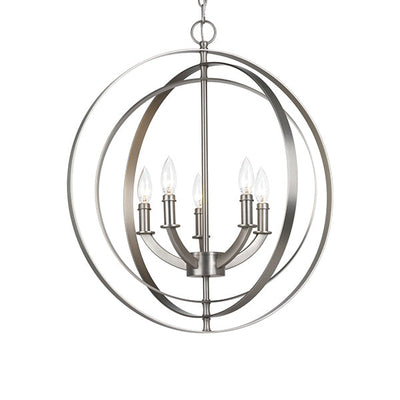 Progress Lighting P3841-126 Equinox 5-Light Foyer Pendant, Burnished Silver