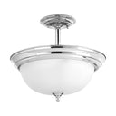 Progress 266309 P3927-15ET Melon 2-Light Dome Glass 13-1/4 in Semi-Flush Convertible, Polished Chrome