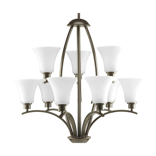 Progress Lighting P4492-20W Joy 9-Light Chandelier Ceiling Light, Antique Bronze