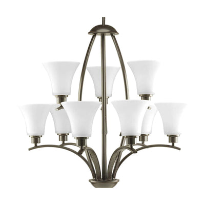 Progress Lighting P4492-20W Joy 9-Light Chandelier Ceiling Light, Antique Bronze