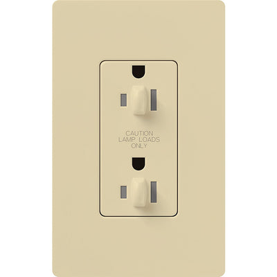 Lutron Claro 15A Dual Dimming, Tamper Resistant Duplex Receptacle, Decorator-Style Outlet, Gloss Finish, CAR-15-DDTR-IV, Ivory