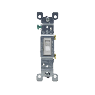 Leviton 1451-2W 15 Amp, 120 Volt, Toggle Framed Single-Pole AC Quiet Switch, Residential Grade, Grounding, Quickwire