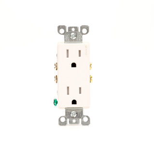 Leviton T5325-W 15 Amp, 125 Volt, NEMA: 5-15R, Pole: 2, 3-Wire, Tamper-Resistant, Decora, Duplex Receptacle/Outlet