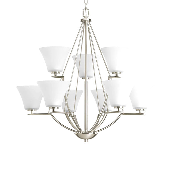 Progress Lighting P4625-09 Bravo 9-Light Chandelier Ceiling Light, Brushed Nickel