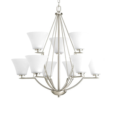 Progress Lighting P4625-09 Bravo 9-Light Chandelier Ceiling Light, Brushed Nickel