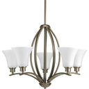 Progress 129733 P4490-20W Joy 5-Light Etched Glass Chandelier Light, Antique Bronze