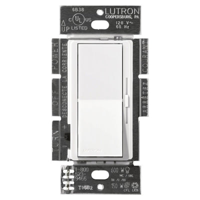 Lutron Diva LED+ Dimmer Switch, 150W LED, Single Pole/3-Way, No Neutral Required, 120V, DVCL-153PH-WH, White