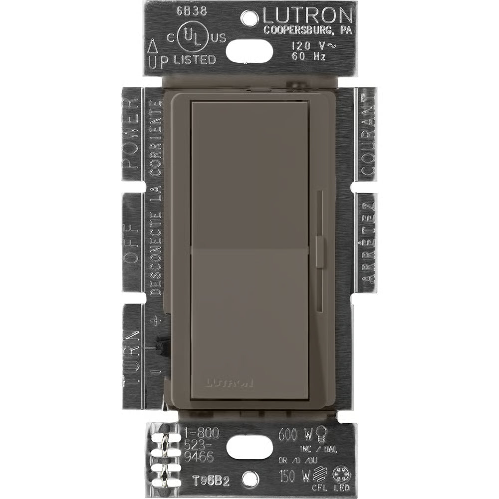 Lutron Diva 3-Wire Dimmer Switch for Ballasts/LED Drivers, 1000W/8A, Single Pole/3-Way, Neutral Required, 120V, DVSCF-103P-TF, Truffle