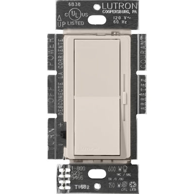 Lutron Diva 3-Wire Dimmer Switch for Ballasts/LED Drivers, 1000W/8A, Single Pole/3-Way, Neutral Required, 120V, DVSCF-103P-TP, Taupe