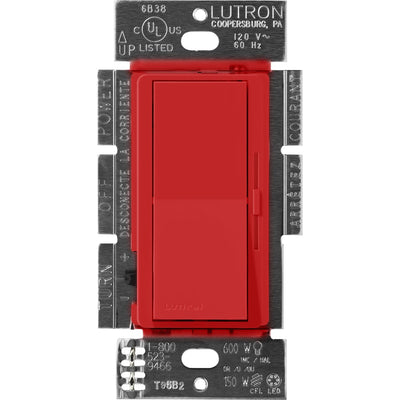 Lutron Diva MLV Dimmer Switch w/ Night Light, 450W (600VA), Single Pole/3-Way, No Neutral Required, 120V, DVSCLV-603P-SR, Signal Red