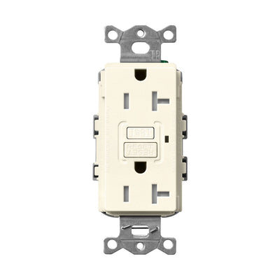 Lutron Claro 20A Tamper-Resistant GFCI Duplex Receptacle, Decorator-Style Outlet, Self-Testing, Satin Finish, SCR-20-GFST-BI, Biscuit