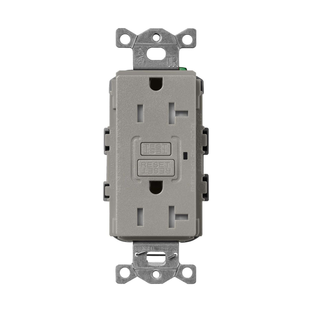 Lutron Claro 20A Tamper Resistant GFCI Duplex Receptacle, Decorator-Style Outlet, Self-Testing, Satin Finish, SCR-20-GFST-CS, Cobblestone