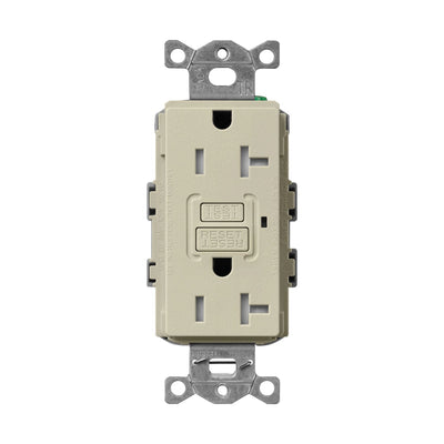 Lutron Claro 20A Tamper Resistant GFCI Duplex Receptacle, Decorator-Style Outlet, Self-Testing, Satin Finish, SCR-20-GFST-CY,Clay