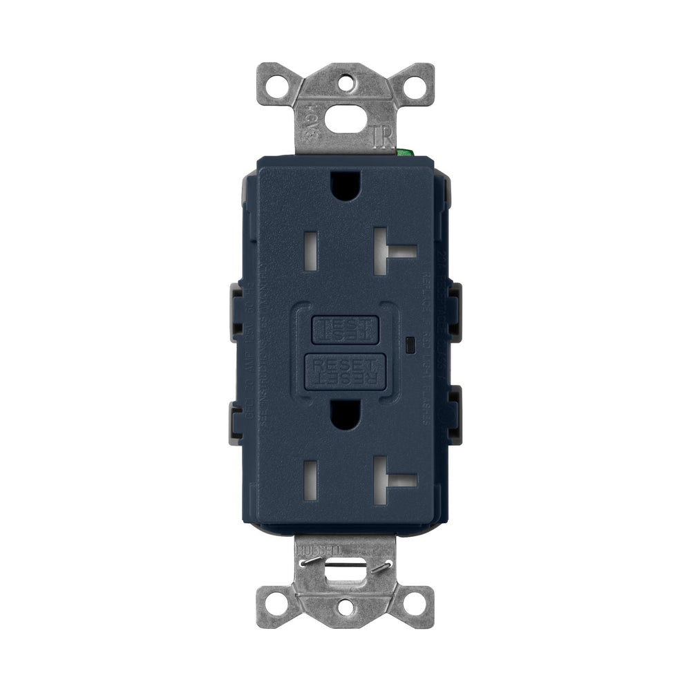 Lutron Claro 20A Tamper Resistant GFCI Duplex Receptacle, Decorator-Style Outlet, Self-Testing, Satin Finish, SCR-20-GFST-DE, Deep Sea