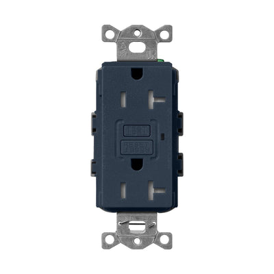 Lutron Claro 20A Tamper Resistant GFCI Duplex Receptacle, Decorator-Style Outlet, Self-Testing, Satin Finish, SCR-20-GFST-DE, Deep Sea